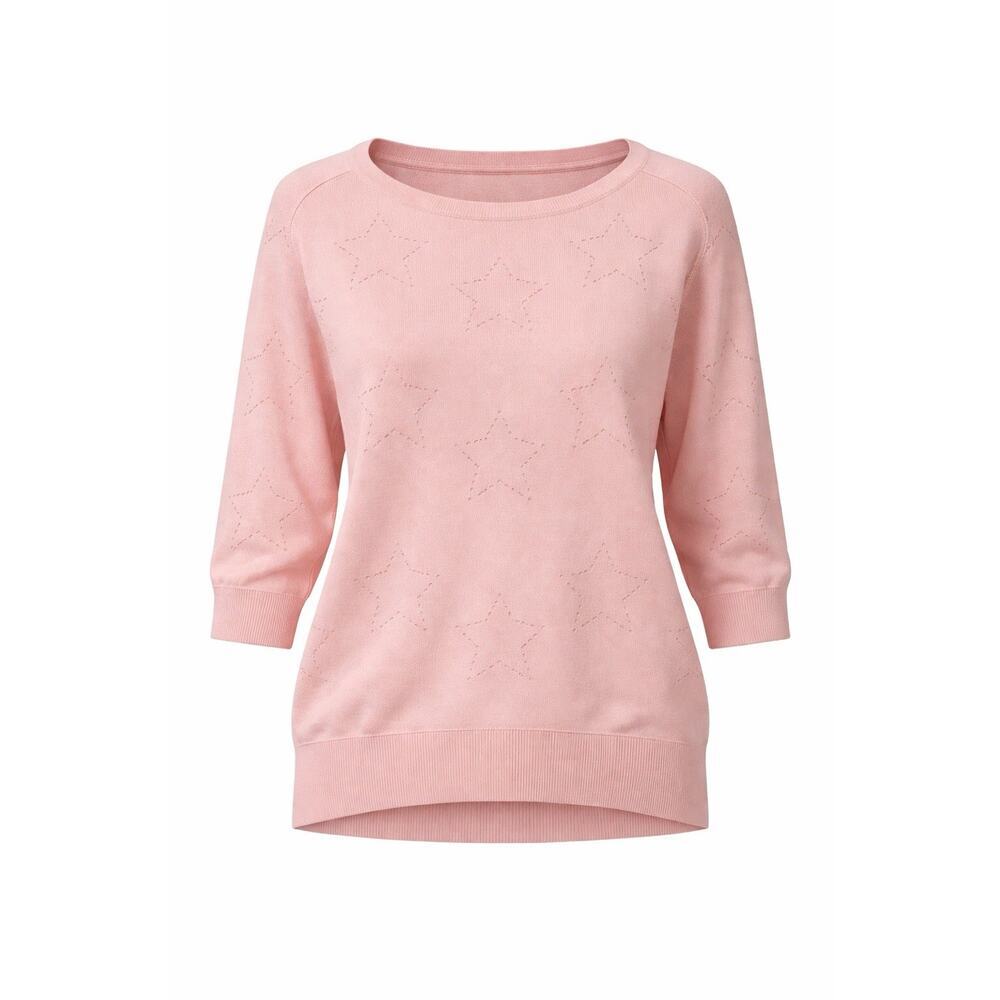 Rafaella Womens XL Pink Star Knit Sweater Crew Neck Long Sleeve